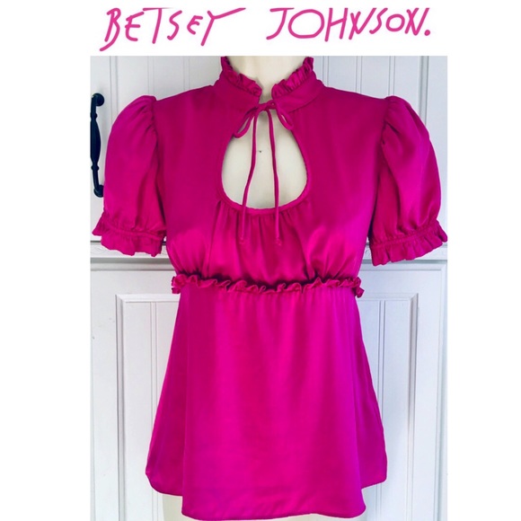 Betsey Johnson Tops - BETSEY JOHNSON Victorian Puff Sleeve Silk Blouse 2 Betsey Johnson Tops - BETSEY JOHNSON Victorian Puff Sleeve Silk Blouse 2